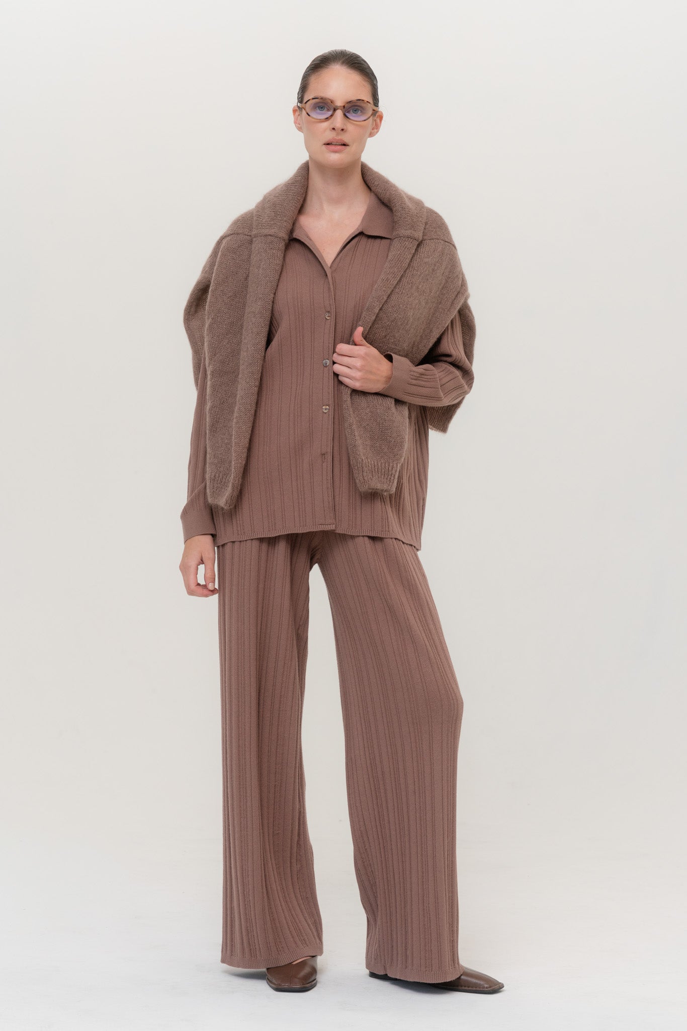 Copenhagen Viscose Pants and Soft Rome Mohair Sweater Two-Piece Suit