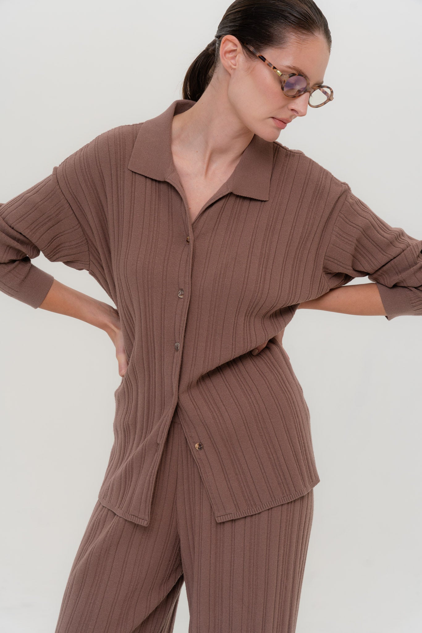 Copenhagen Viscose Pants and Soft Rome Mohair Sweater Two-Piece Suit