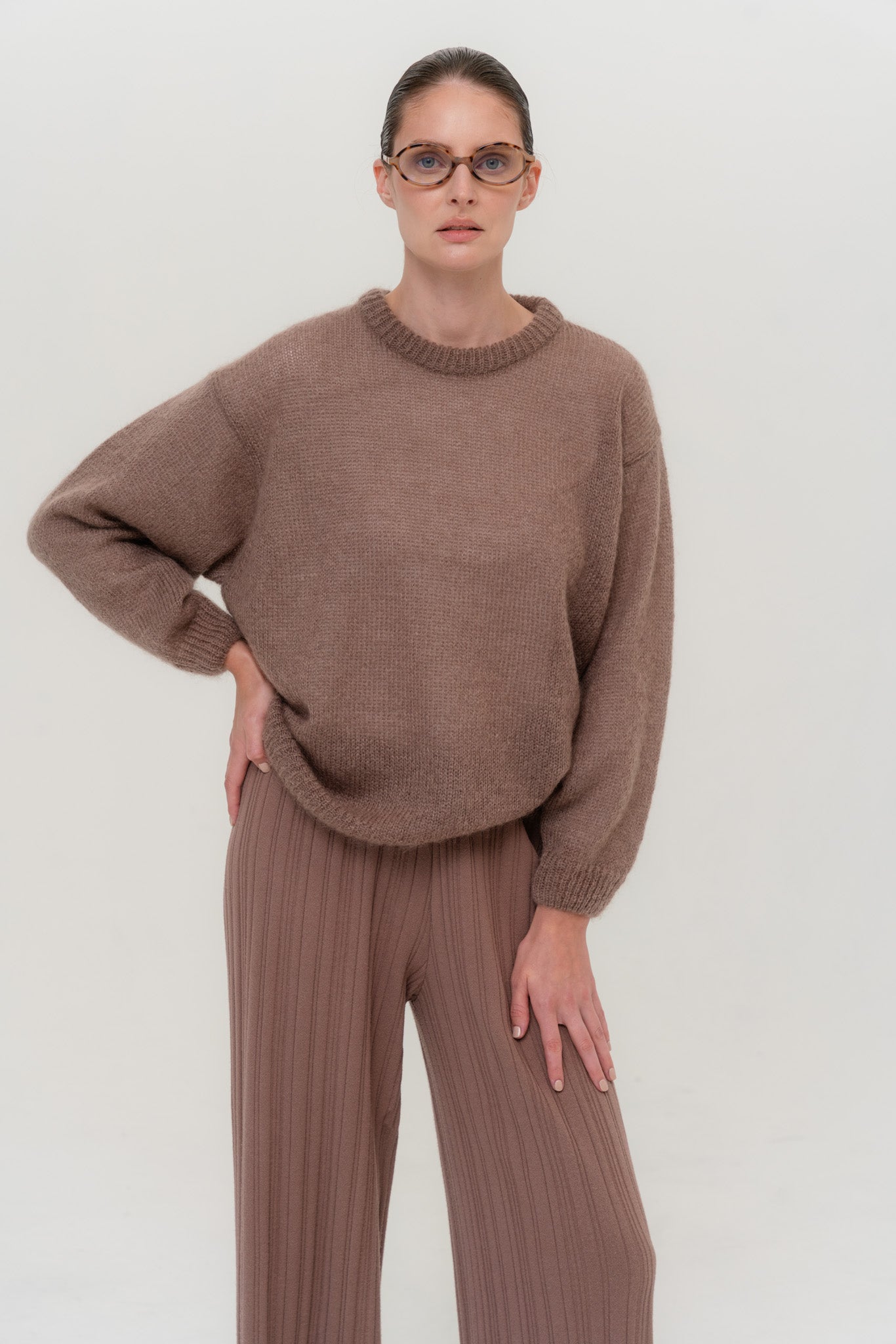 Copenhagen Viscose Pants and Soft Rome Mohair Sweater Two-Piece Suit