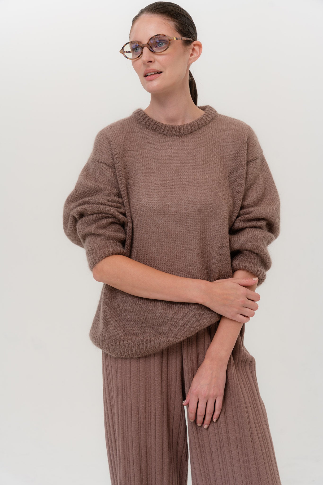 Copenhagen Viscose Pants and Soft Rome Mohair Sweater Two-Piece Suit
