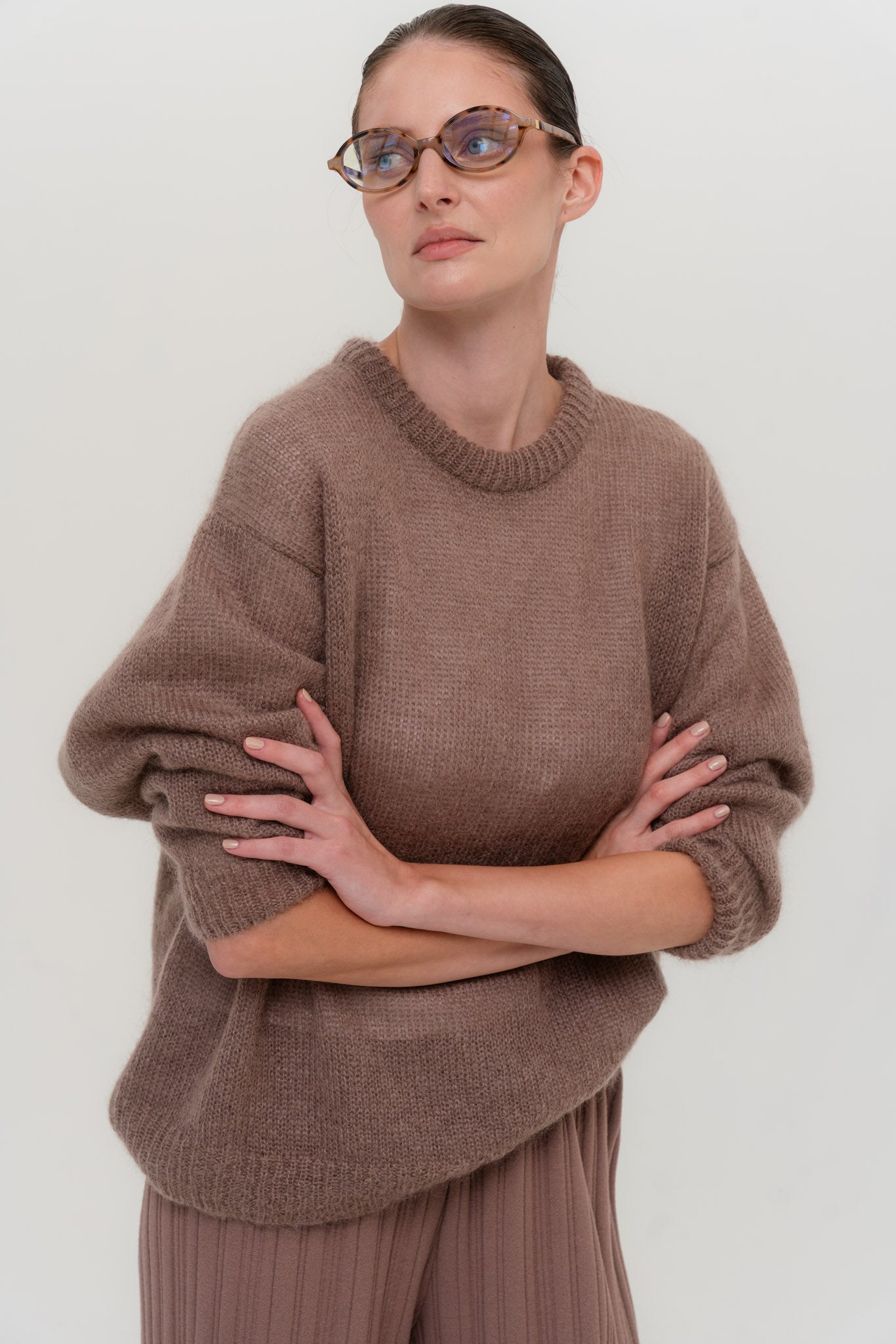 Copenhagen Viscose Pants and Soft Rome Mohair Sweater Two-Piece Suit