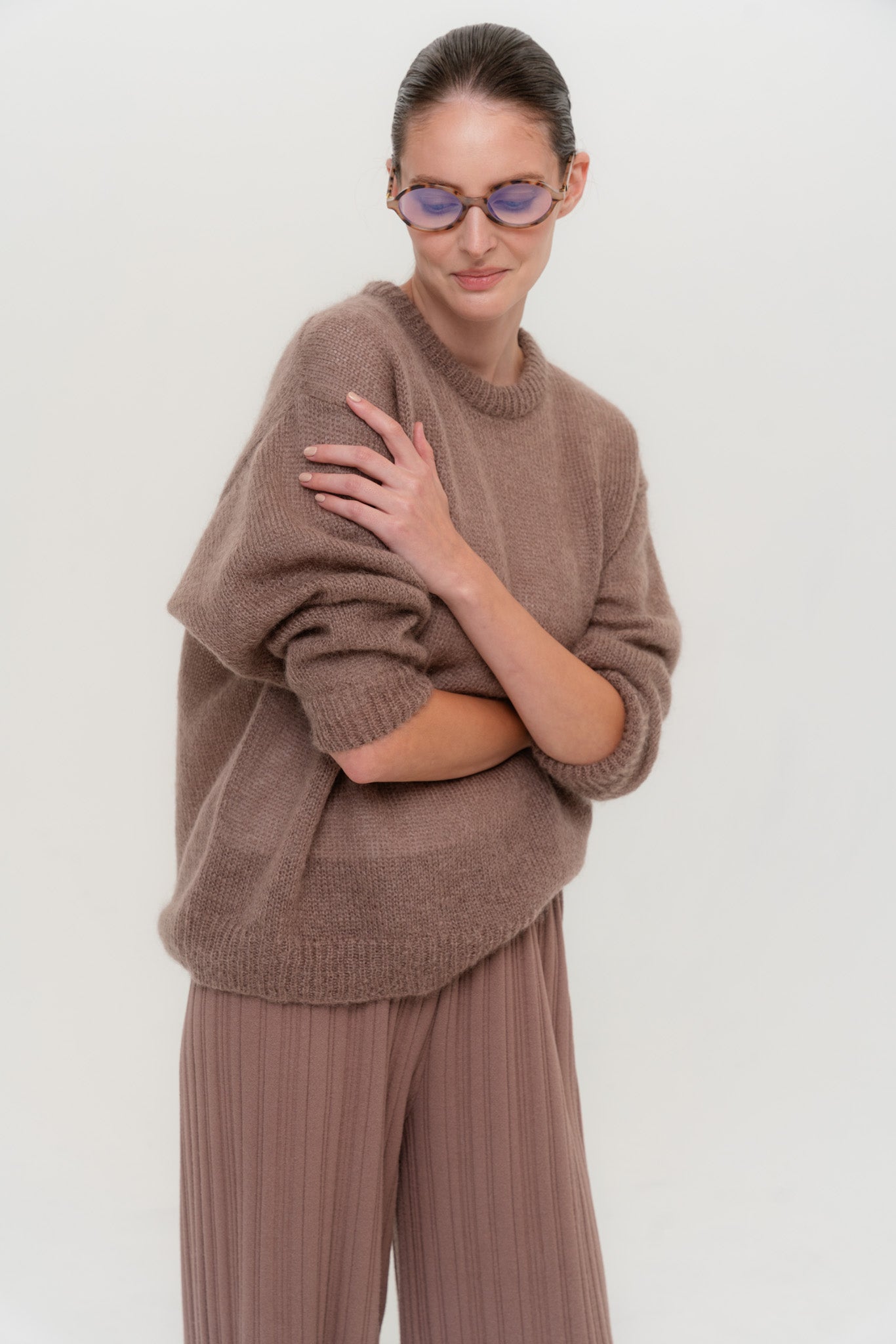 Copenhagen Viscose Pants and Soft Rome Mohair Sweater Two-Piece Suit