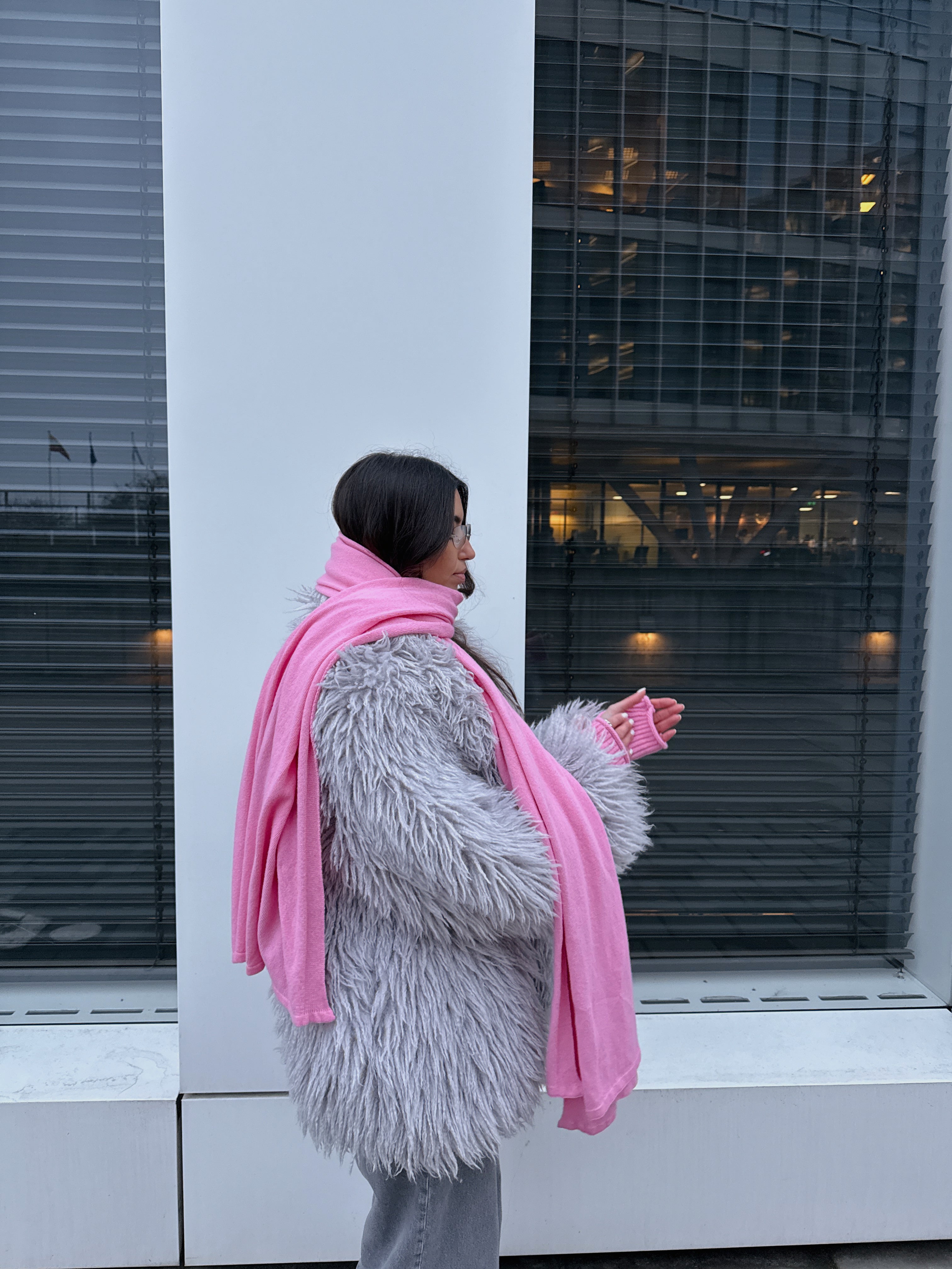 OSLO Merino Vilnos ir Kašmyro Šaliko ir Kepurės Rinkinys Rožinė