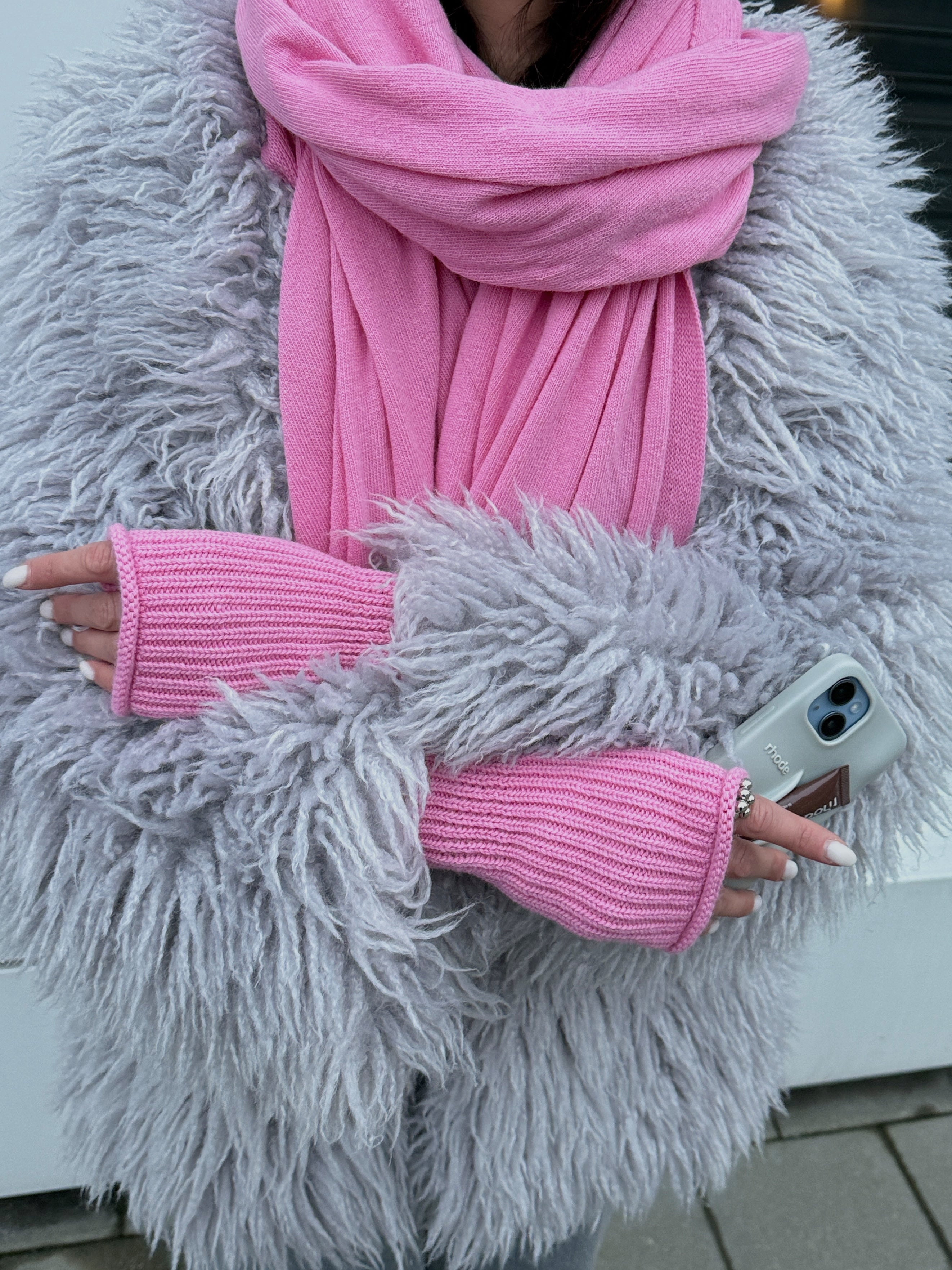 OSLO Merino Vilnos ir Kašmyro Šaliko ir Kepurės Rinkinys Rožinė