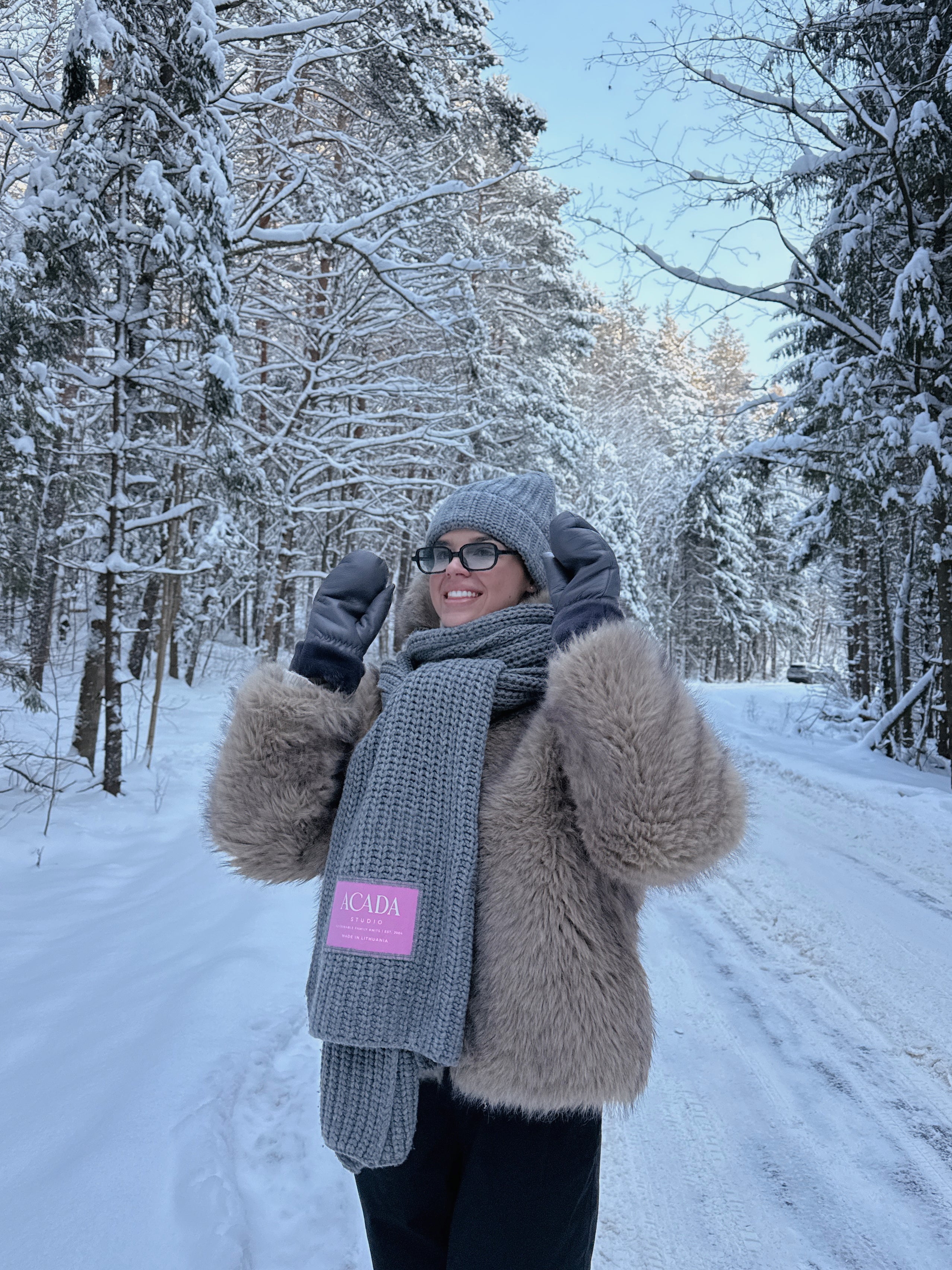 100% Merino Vilnos Šalikas Šviesiai Pilka