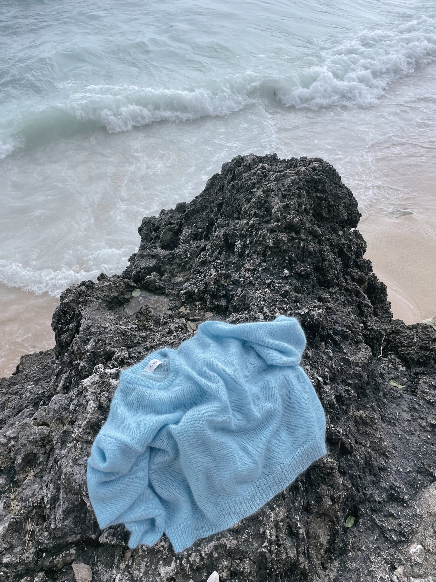 SOFT ROME Mohair and Merino Wool Sweater Light Blue